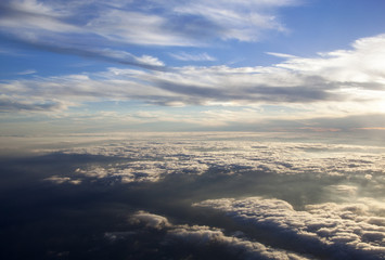 Aerial Sunset Over Clouds View