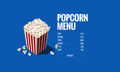 Choose Your Popcorn Box UX UI Design Vector Illustration