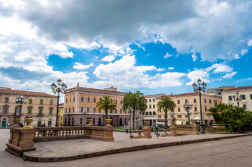 Italy Square in the city of Sassari - obrazy, fototapety, plakaty