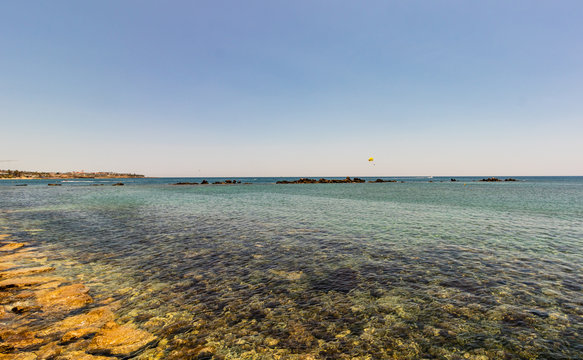 The old harbor in Paphos, Cyprus. Seascape and turquoise water.