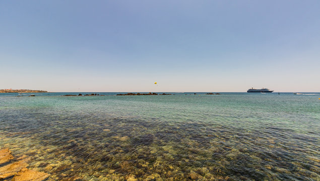 The old harbor in Paphos, Cyprus. Seascape and turquoise water.
