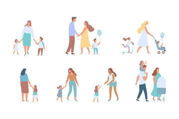 Fototapeta premium Crowd. Different People vector set3. Male and female flat characters isolated on white background.