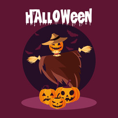 halloween card with scarecrow character