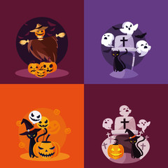 halloween card with set characters