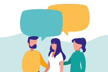 group of people talking characters