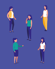 group of women posing characters