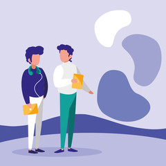 group of men with tablet