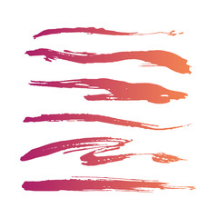 Abstract grunge curly handmade pink brushes. Digital vector collection.