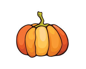 Vector Halloween pumpkin. Vegan food illustration.