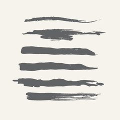 Abstract grunge curly handmade grey brushes. Digital vector collection.