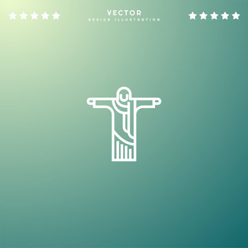 Premium Symbol of Christ The Redeemer Related Vector Line Icon Isolated on Gradient Background. Modern simple flat symbol for web site design, logo, app, UI. Editable Stroke. Pixel Perfect.