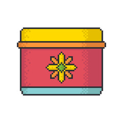 Cosmetic container pixel art style vector icon on white background.