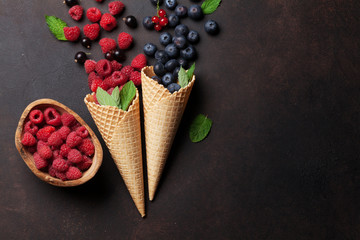 Ice cream with berries cooking