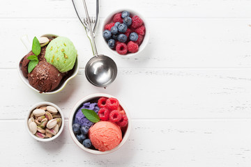 Ice cream with nuts and berries