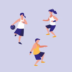 people practicing basketball avatar character