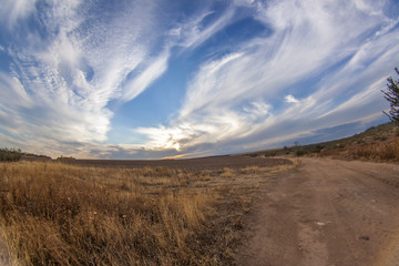 Dramatic sunset sky in the mountain