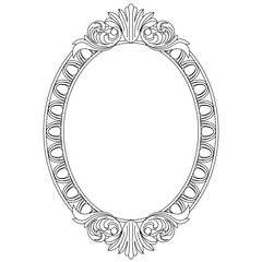 Vintage oval pattern frame in old style. Vector.