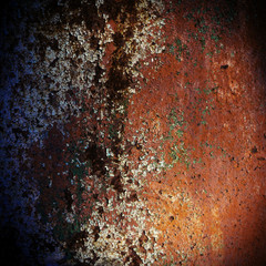 old rusty metal surface with traces of paint. Element of design.