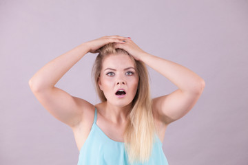 Fototapeta premium Emotional scared woman