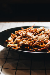 Delicious pasta with tomatoes, mussels and herbs