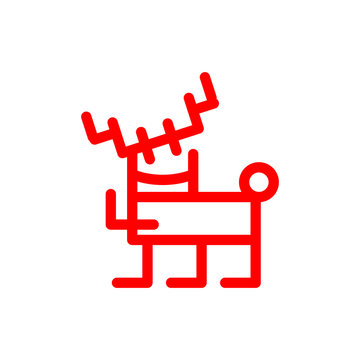 Cartoon deer marker style, red illustration. Christmas decoration vector isolations