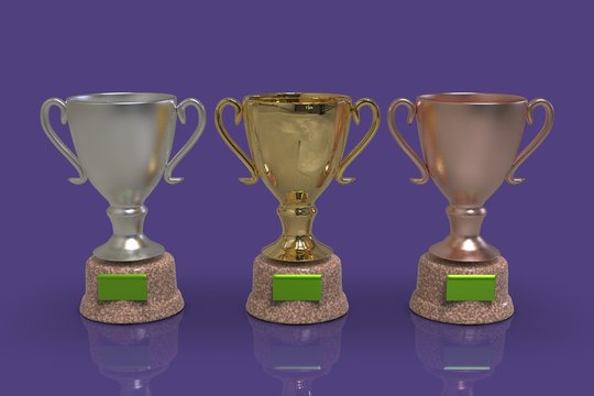 Golden trophy cups 