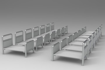 Empty hospital bed 3D rendering
