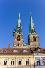 Fototapeta na wymiar Towers of the St. Nikolai church in Quedlinburg, Germany
