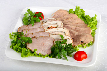 Plate with meat and tongue