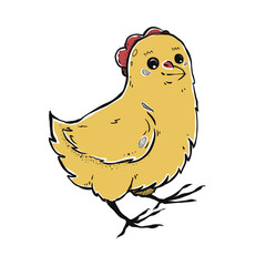 Vector little chicken isolated on white background. The bird clipart.