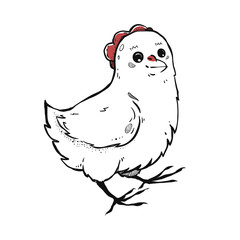 Vector little chicken isolated on white background. The bird clipart.