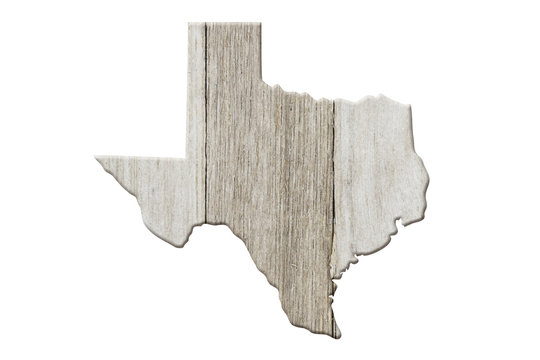 Map to the state of Texas USA in wood