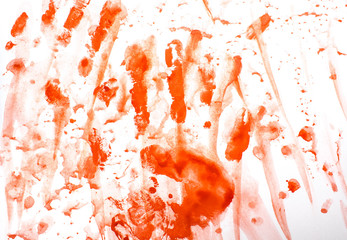 print of blood drop streaks on white background for medicine design