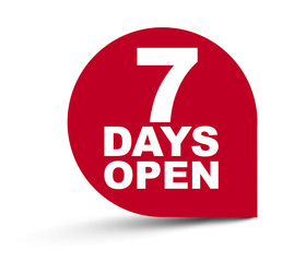 red vector banner seven days open
