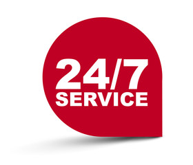 red vector banner 24/7 service