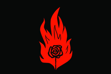 the rose in the flame of a match