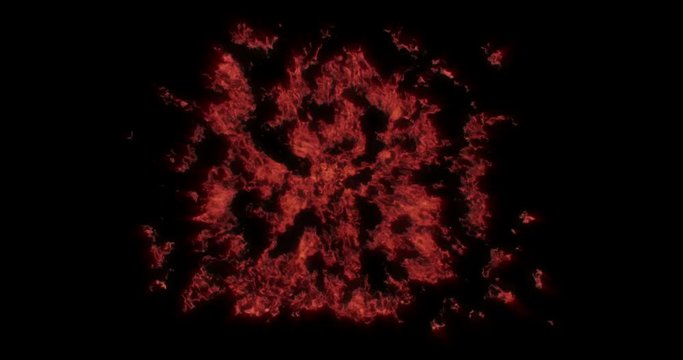 Animation of the explosion om (Ohm) symbol with the alpha channel