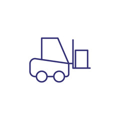 Autoloader line icon. Forklift truck, box, cargo. Logistics concept. Can be used for topics like shipping, delivery, loading