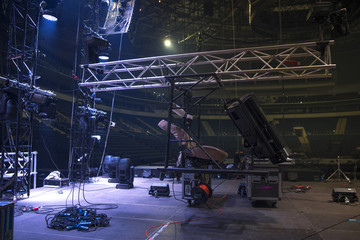 Preparing the stage for a concert