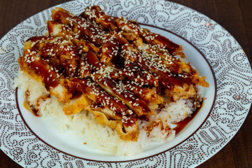 Chicken tempura with rice