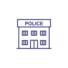 Police station line icon. Department, office, building. Justice concept. Can be used for topics like accident, crime, arrest, station house, safety