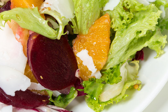 Beet salad with oranges and goat cheese.