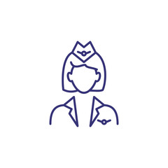 Stewardess line icon. Flight attendant, hostess, crew. Occupation concept. Can be used for topics like aviation, transportation, service