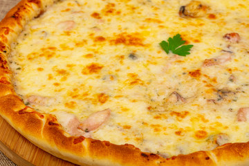 Pizza with seafood
