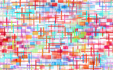 Multicolored striped and checkered pattern as abstract background.