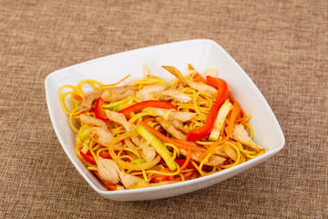 Wok noodle with pork and vegetables