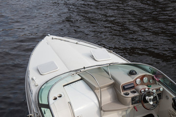 White yacht on the river