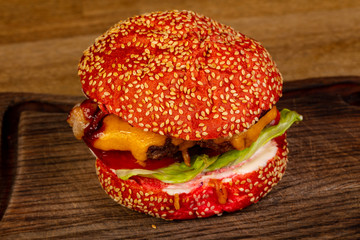 Tasty burger with meat