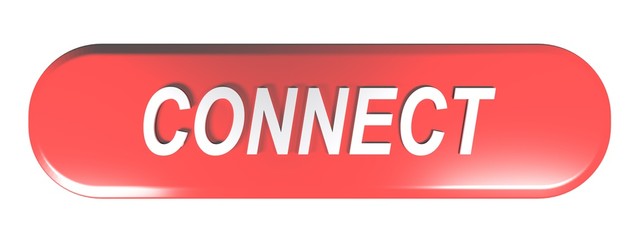 Red rounded rectangle push button CONNECT - 3D rendering