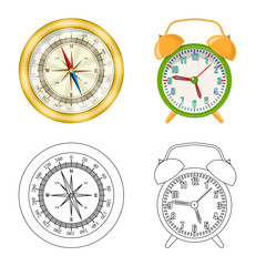 Vector illustration of clock and time logo. Collection of clock and circle vector icon for stock.